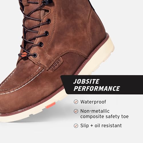 BRUNT The Marin (Comp Toe) - 8" Waterproof Safety Toe Work Boot - Electrical Hazard Rated - Slip + Oil Resistant - Adjustable Width System3