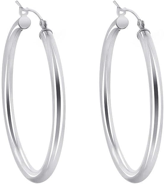 .925 Sterling Silver 2mm 3mm Tube Hoop Earrings