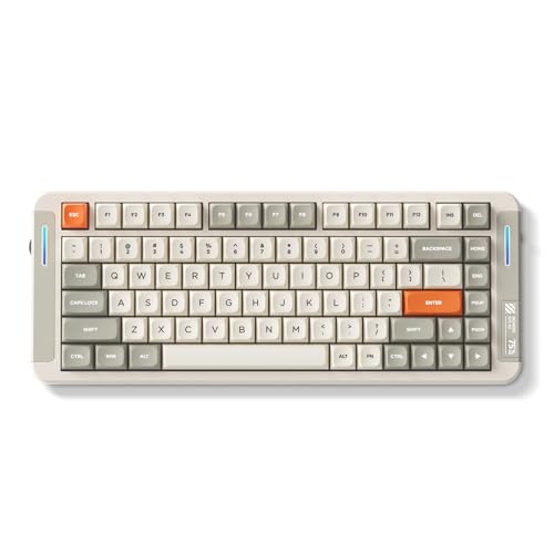 Image of MCHOSE X75 V2 Wireless Mechanical Keyboard Volume Knob, Tri-mode BT5.0 /2.4GHz /USB-C Hot Swappable Custom Keyboards, Linear Switch Creamy keyboards,RGB Gaming Keyboard for PC /Tablet /PS /Xbox,Retro White