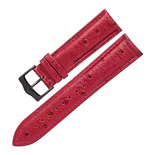 Bracelet 20mm en cuir d'autruche véritable bleu et rouge FYXT fait main