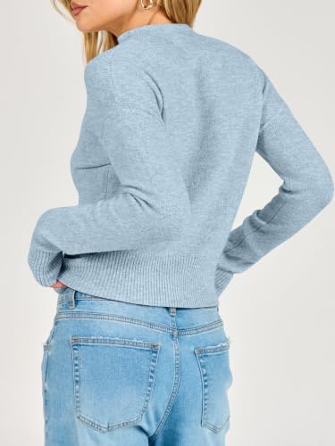 ANRABESS Women's Long Sleeve Lightweight Mock Neck Fall Sweaters Blue - image 6