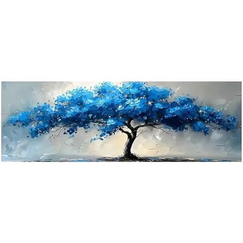 Poster arbre de la vie bleu Grand tableau mural abstrait vertical 60x180cm