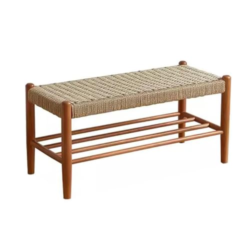 Tabouret en rotin 60cm et meuble à chaussures d'entrée discret