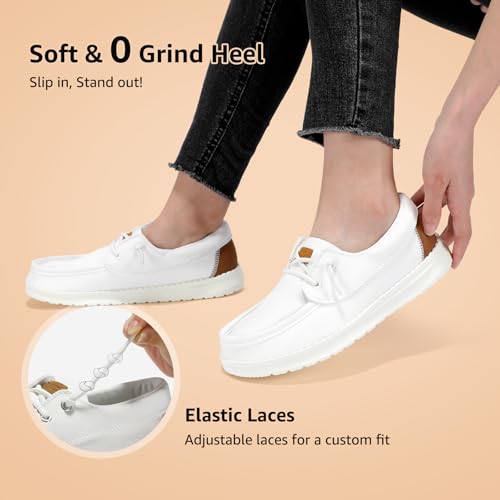 STQ White Slip On Sneakers for Women Business Casual Shoes with Orthopedic Insole Lightweight Boat Shoes Cloud White Size 6 by STQ - Used condition - Image 8