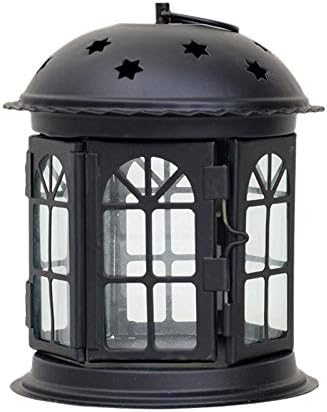 UXZDX Star Hollow Candle Holder Candlestick Tealight Hanging Lantern Bird Cage Vintage Wrought Home Decor Wedding Candle Holder (Color : Black)