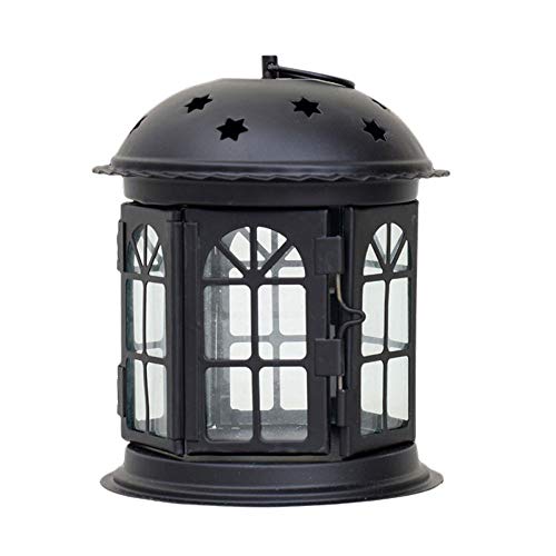 Uxzdx Star Hollow Candle Holder Candlestick Tealight Hanging Lantern Bird Cage Vintage Wrought Home Decor Wedding Candle Holder (Color : Black) #TOP2