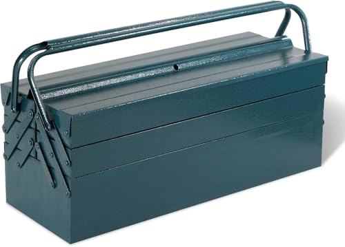 Metal Tool Box 21 Inch Cantilever Tool Box Portable Folding Storage Box with 3-Layer 5-Tray Multi-Function Tool Organizer