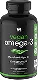Vegan Omega-3 Fish Oil Alternative sourced from Algae Oil | Highest Levels of Vegan DHA & EPA Fatty Acids | Non-GMO Verified & Vegan Certified - 60 Veggie Softgels (Carrageenan Free)