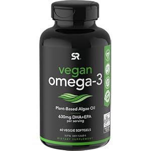 Vegan-Omega-3-Fish-Oil-Alternative-sourced-from-Algae-Oil-Highest-Levels-of-Vegan-DHA-EPA-Fatty-Acids-Non-GMO-Verified-Vegan-Certified-60-Veggie-Softgels-Carrageenan-Free Sports Research Vegan Omega-3 Fish Oil Alternative from Algae Oil - Highest Levels of Vegan DHA & EPA Fatty Acids | Non-GMO Verified & Vegan Certified - 60 Veggie Softgels (Carrageenan Free)