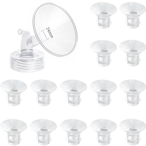 Image of Flange Inserts 13/15/17/18/19/20/21mm 14PC Compatible with Momcozy S12 pro/S9 pro/S9/S10/S12/Medela/TSRETE/Spectra/Bellababy Breast Pumps, Reduce 24mm Tunnel Down to Correct Size