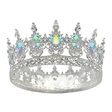Queen Crown Rhinestone Wedding Crowns and Tiaras for Women Costume Party Hair Accessories Princess Birthday Crown Crystal Bridal Crown (Silver Crown-A+B)