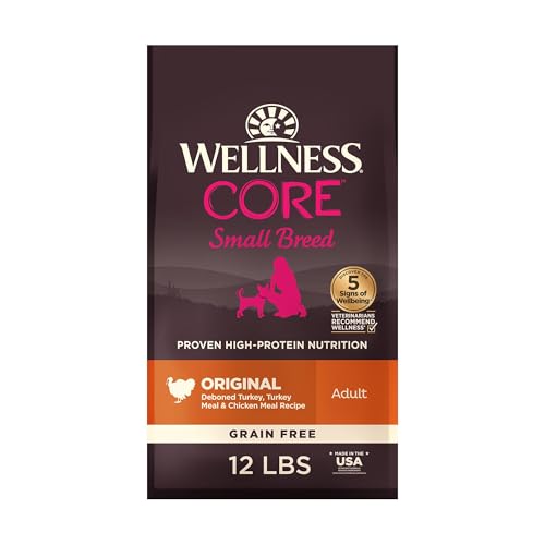 Wellness CORE Dry Dog Food, Small Breed, Grain-Free, High Protein, Natural, Original Turkey & Chicken Recipe, (12-Pound Bag)