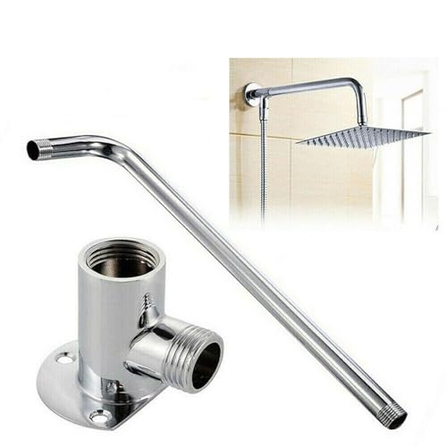 Bras de douche en acier inoxydable 30cm avec base fixe élégante