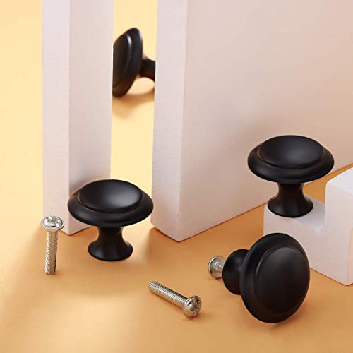 Ripeng 30 Pieces Round Kitchen Cabinet Knobs Black 1.2 Inch Cabinet Handles Kitchen Drawer Pulls Cabinet Door Knob Drawer Handles Cabinet Hardware Cupboard Handles With Screws For Dresser Drawer #TOP3