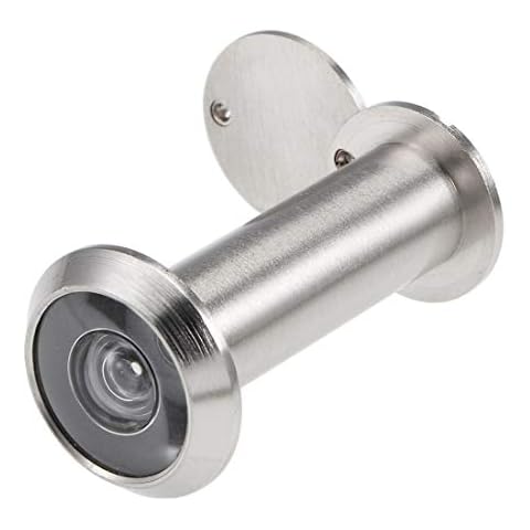 sourcing map Türbetrachter, 200-Grad-Guckloch aus massivem Messing mit Abdeckung für 2-1/4 bis 3-1/2 Zoll dicke Tür, gebürstetes Satin-Chrom-Finish Cover