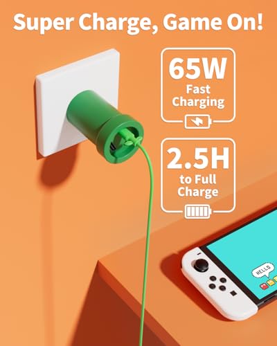 Image of Switch Charger Dock Portable Compatible with Nintendo /OLED /Lite, 65W GaN Charging Dock&Hub, Swith Docking Station for TV with 4K 60Hz HDMI /USB-C PD Fast Charging /USB 2.0-Green