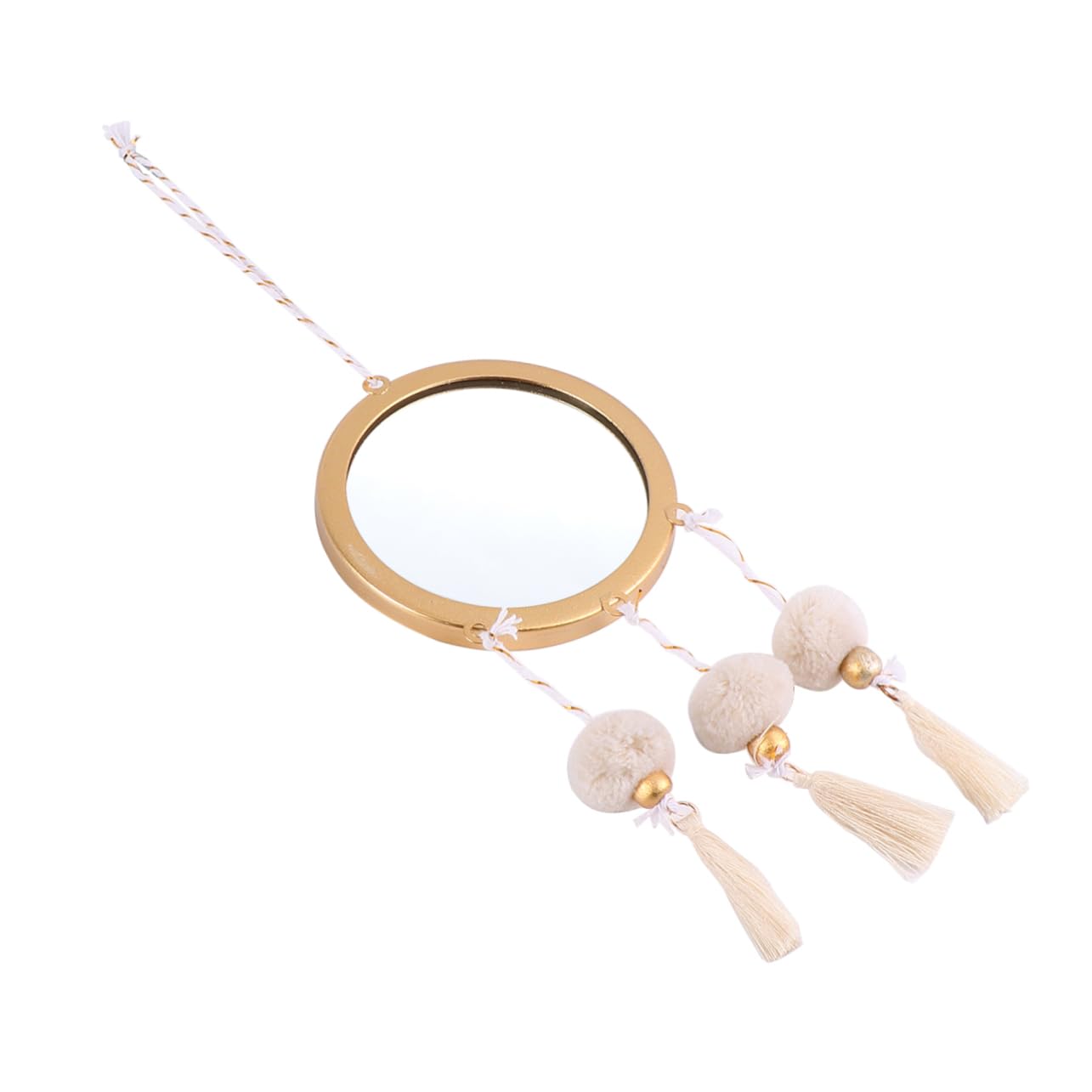 Alipis 1pc Nordic Macrame Tassel Wall Hanging Mirror Decorative Round Makeup Mirror for Home Bedroom and Bathroom Space-Saving