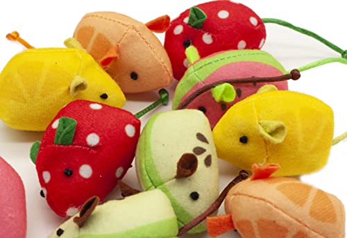 Fashion's Talk 10 Count Fruit Mice Cat Toy Soft Plush Catnip Mouse Kitten Toys Containing Pure Catnip,Value Pack #TOP5