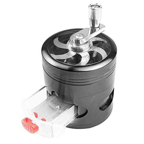 Kräutermühle Gewürzmühle Handkurbel Clear Top Grinder 6,3 cm 4 Stück Kräutermühle mit Schublade (Dunkelgrau) Cover