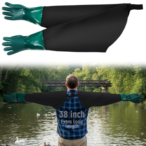 Reallnaive 38 Inch Shoulder Length Decoy Gloves Trapping Gauntlet Gloves Insulated Waterproof Duck Hunting Glove for Waterfowl Warm Trapping Supplies Outdoor Hunting Accessories Cold Weather Gear