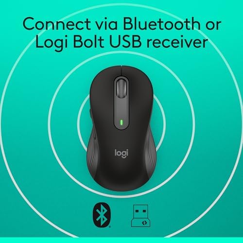 Logitech Signature M650 L Full Size Wireless Mouse - for Large Sized Hands, 2-Year Battery, Silent Clicks, Customizable Side Buttons, Bluetooth, for PC/Mac/Multi-Device/Chromebook - Black - 5