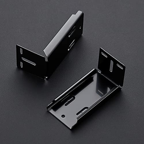 Image of 5 Pairs - 10 Pack Black Heavy Duty Rear Mount Brackets for Soft Close Cabinet Drawer Slides, Metal Replacement Part for Full Extension Ball Bearing Side Mount Drawer Track Guide