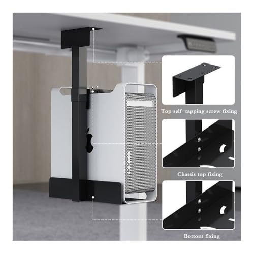 Soporte para Torre de PC Bajo el Escritorio, Ajustable en Altura y Ancho, Montaje en Pared o Escritorio, con Sistema de Suspensión (Negro) miniatura 5
