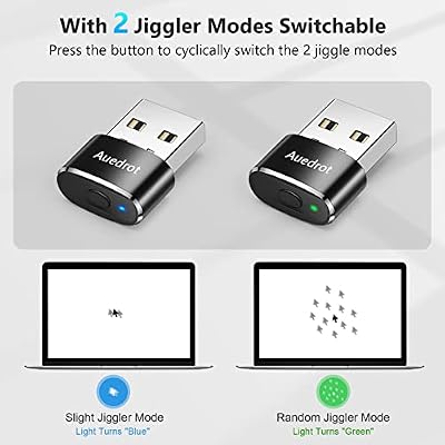 AUEDROT Mouse Jiggler Undetectable Mouse Jiggers USB Mouse Mover with Switch Button, Automatic Mouse Wiggler with 2 Jiggle Modes, Mouse Mover Device, Plug & Play, Keep Computer/Laptop Awake, Black