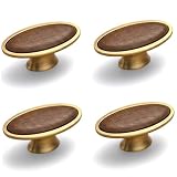 Pomelli in Legno, 4 Pezzi Pomelli per Mobili in Legno Maniglie per cassetti retrò Bronzo Francese e Noce per Cassettiere, Armadi, Comodini per Cassettiere
