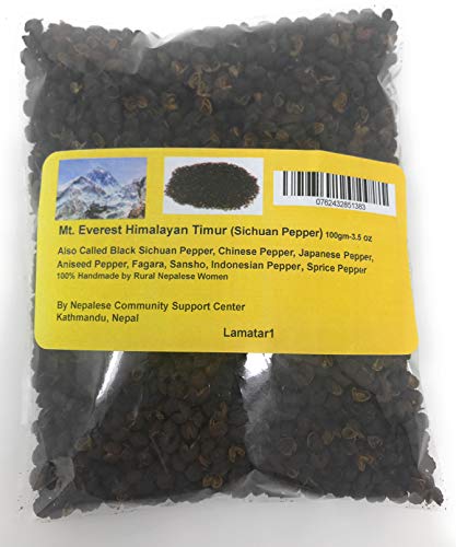 Black Szechwan Pepper 3.5 Oz From Mt. Everest Country Nepal also Called Chinese Pepper, Japanese Pepper, Aniseed Pepper, sprice Pepper, Chinese Prickly Ash, Fagara, Sansho, Indonesian Lemon Pepper