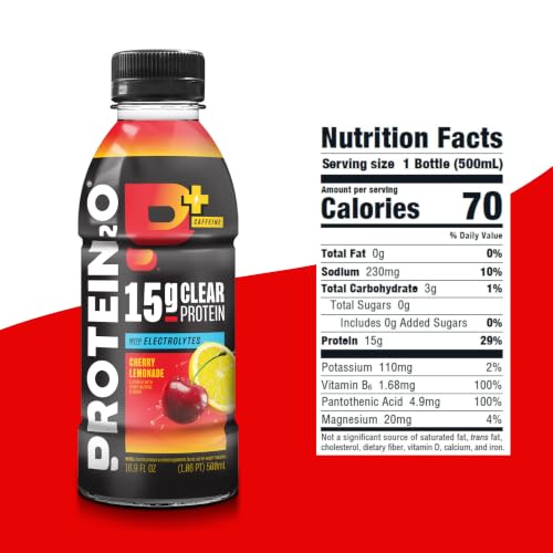 Image of Protein2o 15g Whey Protein Infused Water Plus Energy, Cherry Lemonade, 16.9 oz Bottle (Pack of 12)