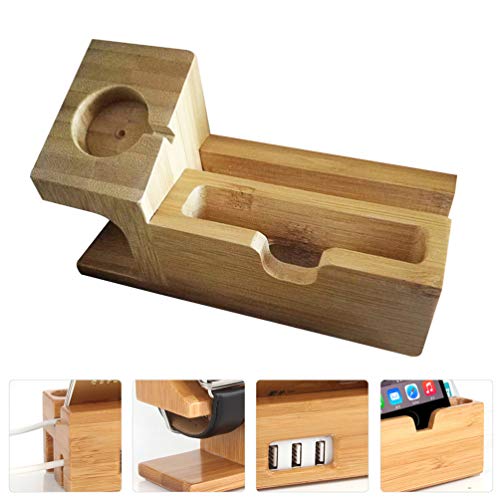 VILLCASE Suporte para Telefone de Madeira Suporte para Dock de Carregamento de Mesa Relógio para Est