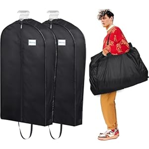 MISSLO Garment Bags for Travel Heavy Duty Moving Bags Large Capacity Hanging Clothes Bag for 20 Shirts Waterproof Fabric Suit Covers for Closet Storage 2 Packs, 43″
