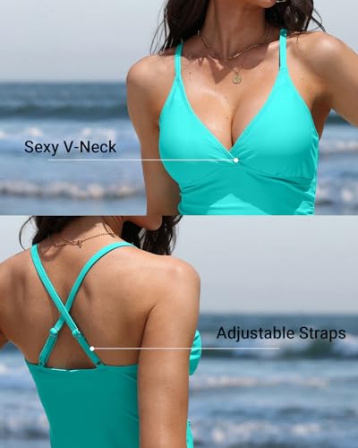 Daci Women Tankini Swimsuits with Skirt - Two Piece Tummy Control Skirted 2PC Bathing Suits Swimwear2