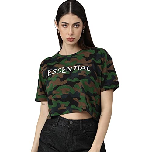 Image of Veirdo Women's Cotton Camouflage Loose Fit T-Shirt