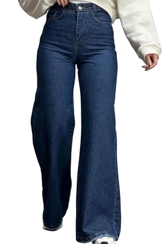 FairBeauty Women's Straight Leg High Waist Baggy Denim Jeans Loose Boyfriend Casual Stretchy Jeans
