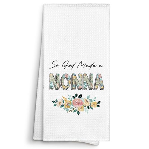 Sviojuce Funny Nonna Gifts Kitchen Towels Decorative 16x24, So God Made a Nonna Dish Towels Cloths Dishcloths Tea Towel Gifts for Italian Grandma Grandmother Bathroom Kitchen Hand Towel Decor