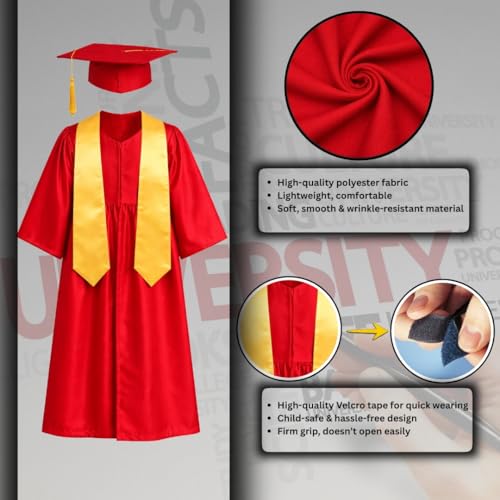 Image of Sarvda Graduation Gown for kids with Cap and Sash, Convocation Dress for Boys and GirlsSchool Ceremony, Fancy Dress