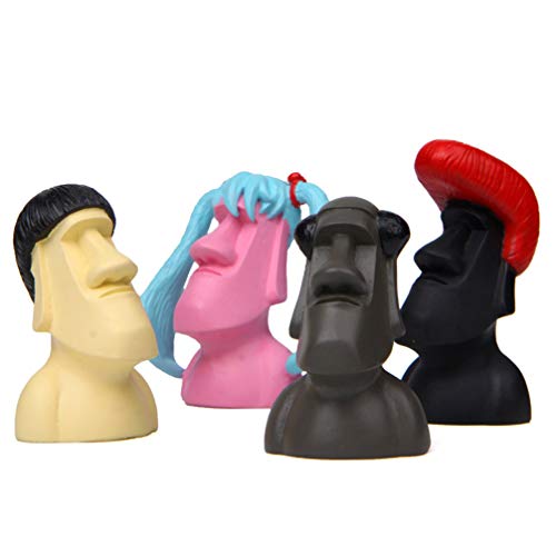 Yardwe 1Pc Mini Hairdressing Colossus Figurines Resin Human Head Sculpture Moai Heads Statue Desktop Micro Landscape Ornament For Home Office (Pink, Long Hair Maiden Style) #TOP1