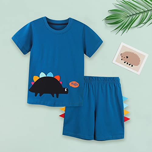 Roupas infantis para meninos verão nova camiseta infantil manga curta terno dinossauro bordado 2t me