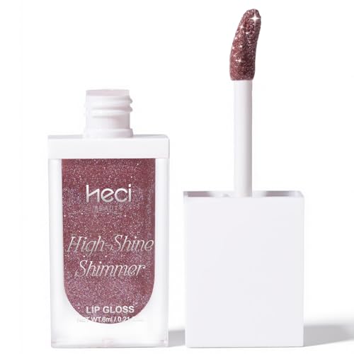 MAKEUP Glitter Lip Gloss –Nourishing and Hydrating with High-Shine Glimmer Finish & Sheer Wash Of Color, Chocolate Scent, Non-Sticky, Vegan & Cruelty-free, Mauve, 0.21 fl oz