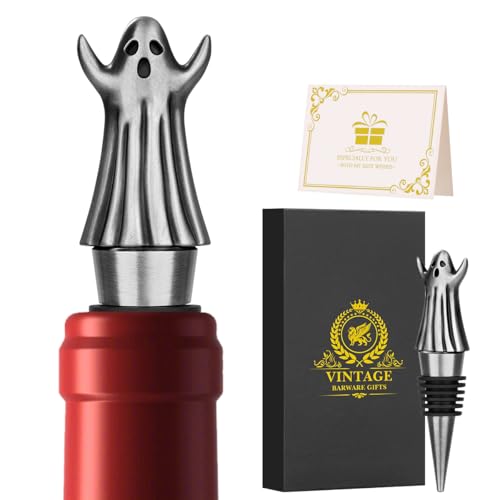 Ghost Wine Bottle Stoppers, Halloween Decorations, Designed for Wine, Prosecco & Champagne, Funny Gifts for Women, Perfect for Wine Enthusiasts and Halloween, Christmas Parties, Gift Set with Box