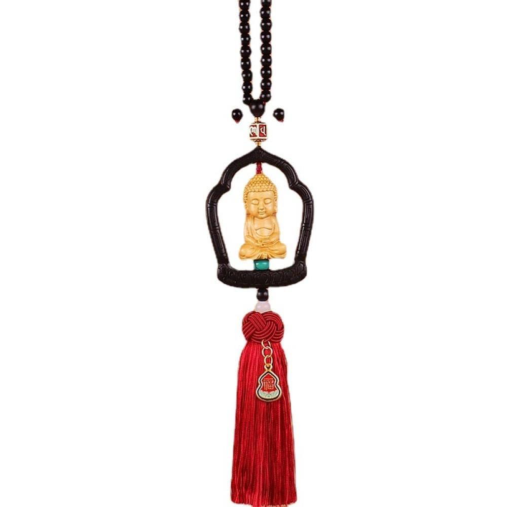 Lusterko Wsteczne Wiszące Stylizacja Samochodu Car Charm Brelokbudda Wisiorek Samochodowy Guanyin Kreatywny Retro Spokojny Symbol Samochodowy Pasek Na Lusterko Wsteczne