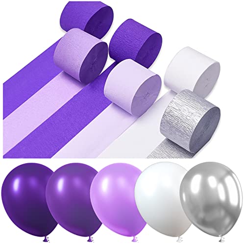 Image of PartyWoo Purple Balloons, 51 pcs Party Decorations Pack of Latex Balloons and Crepe Paper for Balloon Garland as Party Decorations, Birthday Decorations, Wedding Decorations, Baby Shower Decorations