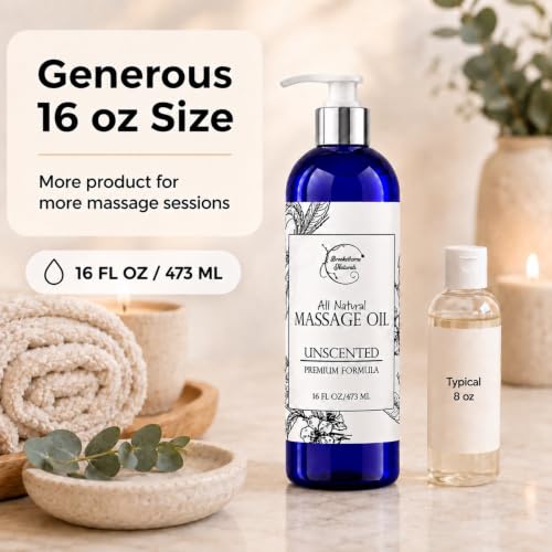 Image of Brookethorne Naturals Body Massage Oil for Massage Therapy | Natural 16oz