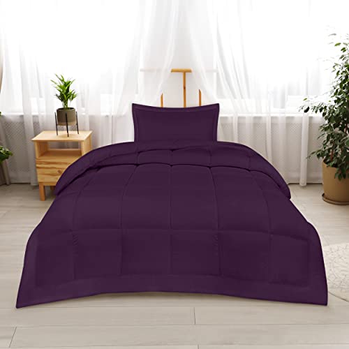Utopia Bedding Twin/Twin Xl Comforter Set Kids With 1 Pillow Sham - Bedding Comforter Sets - Down Alternative Plum/Purple Comforter - Soft And Comfortable - Machine Washable #TOP2