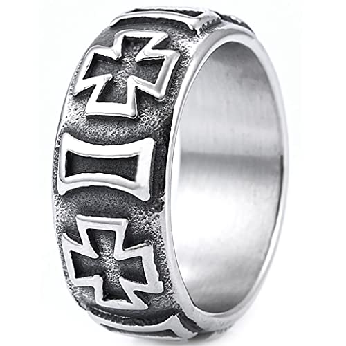 Jude Jewelers 8mm Stainless Steel Crusader Cross Retro Vintage Wedding Band Ring