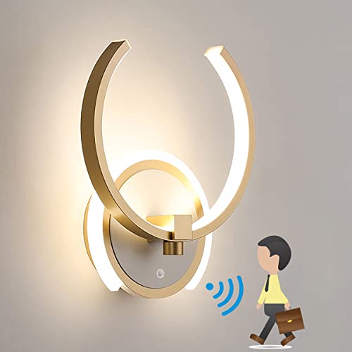 LED Wandleuchte mit Bewegungsmelder Moderne Wandlampe Innen Warmwei&szlig; Flurlampe 8W Acryl Wandbeleuchtung Sensorleuchte f&uuml;r Balkon Hotel Treppe Gang Garage Deckenleuchte mit Bewegungssensor