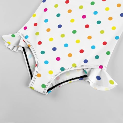 Image of Girls One Piece Swimsuit Polka Dots Ruffles Swimwear Bathing Suits 3-12 Years