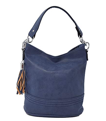 Unbekannt - Bolso de tela de cuero sintético para mujer 25x28x17 cm, color Azul, talla 25x28x17 cm